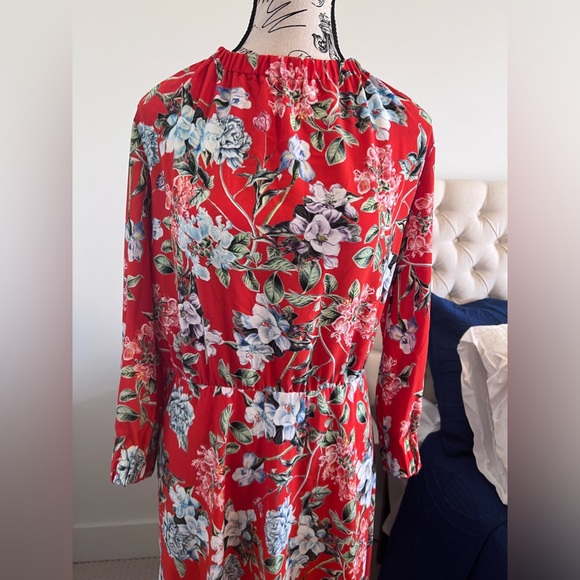 Midi Red Floral Dress - Picture 4 of 6